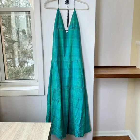 New Free People Marisol Tiered Silk Maxi Dress Summer Sun Boho Green Small - Picture 12 of 17